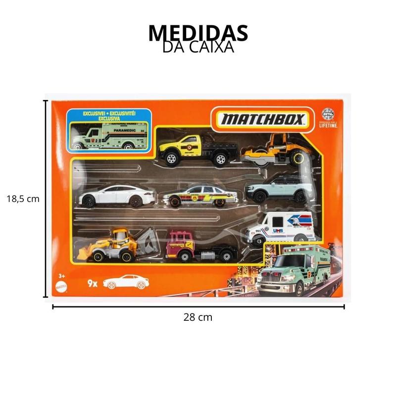 Matchbox Pack c/ 9 Escala 1:64 c/ Miniatura Exclusiva Mattel